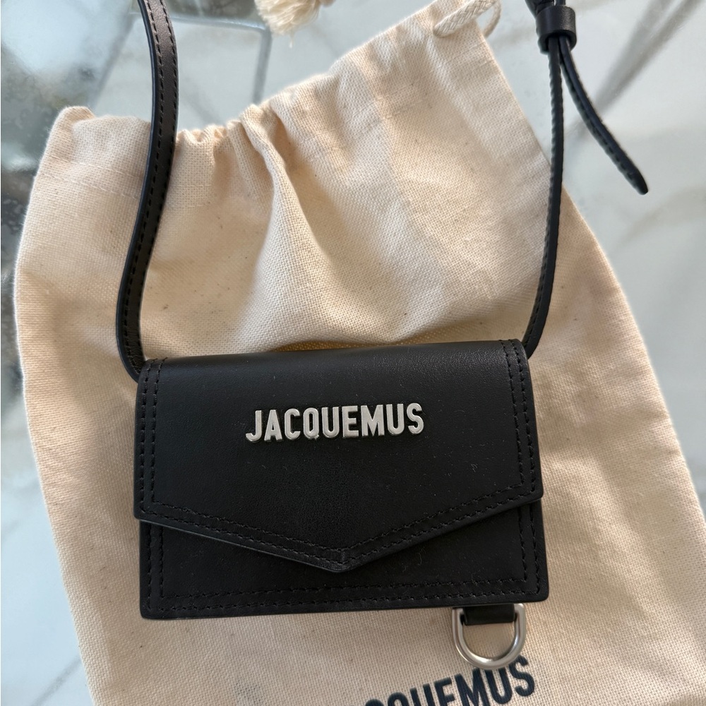 Jacquemus Black Mini Leather Crossbody with Silver Logo